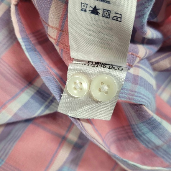 Faherty Button Up Long‎ Sleeve Shirt Men's XL Plaid Blue Pink White Comfort - Picture 11 of 13